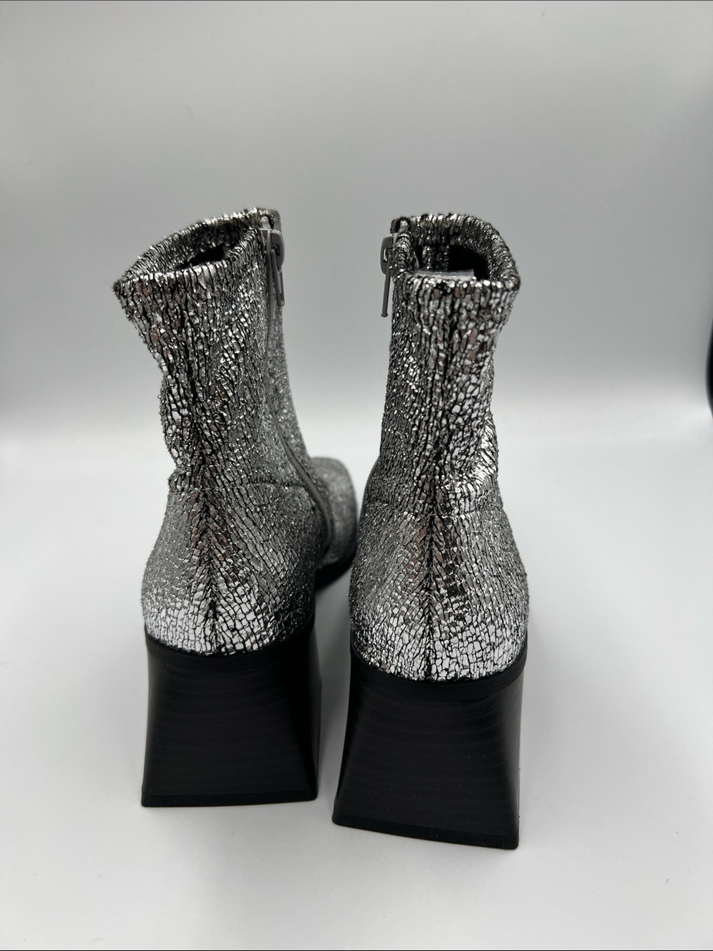 Katy Perry Lolette stretch ankle boot silver metallic block heel zipper new 7 - Picture 4 of 6